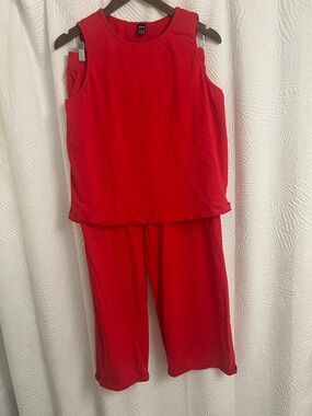 SHEIN Red Sleeveless Jumpsuit Set